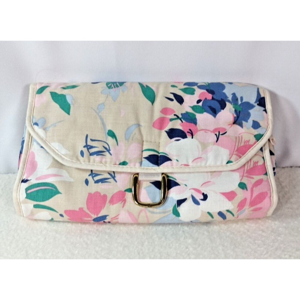 Diane Von Furstenberg (DVF) Quilted Floral Travel Makeup Bag 3 Section Case